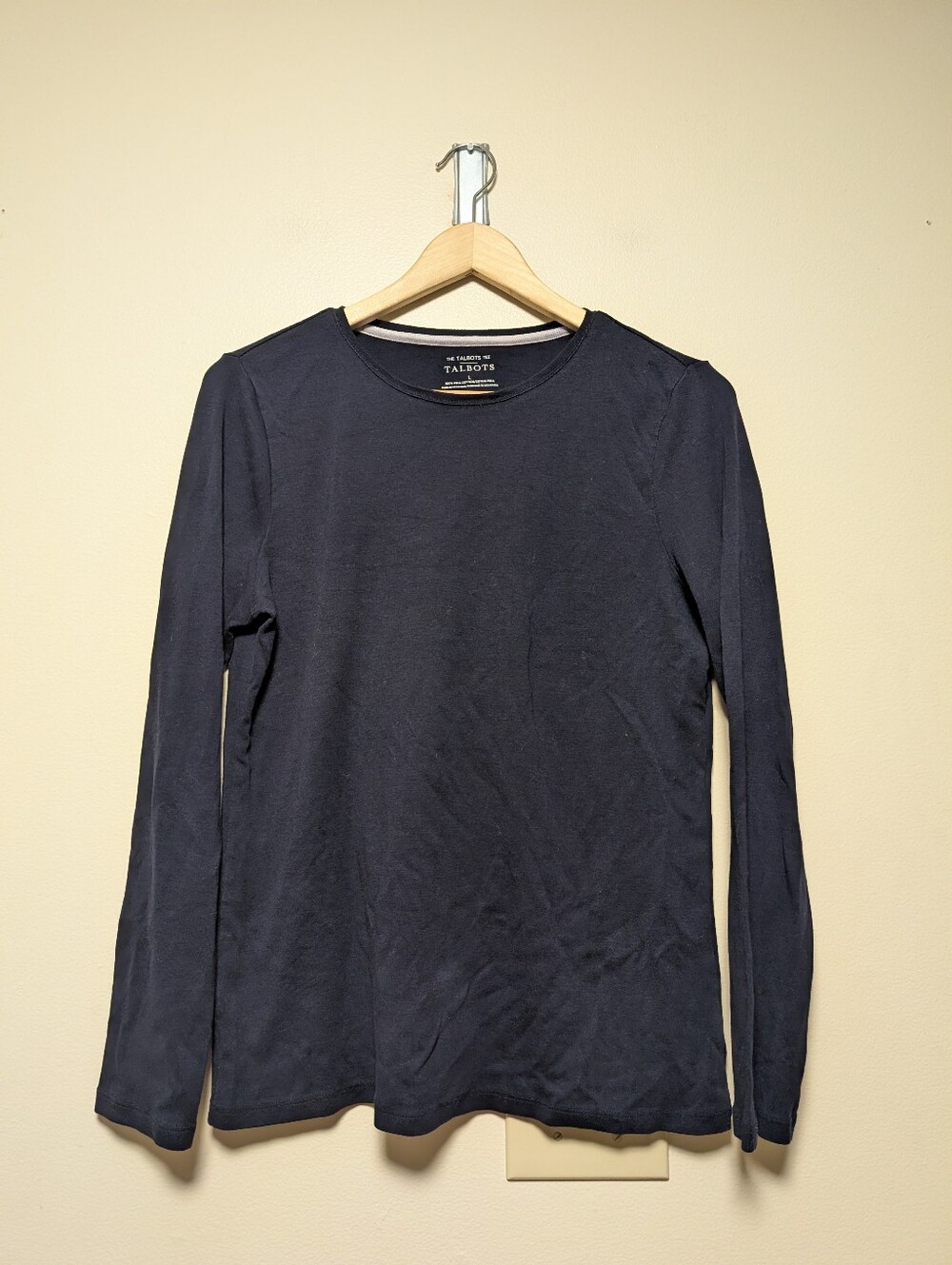 Talbots The Talbots Tee Navy Pima Cotton Long Sleeve Top Size L